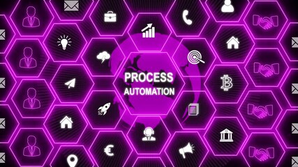 Business process automation, industrial technology innovation, optimization concept. glowing connections in different places on the map - Powered by Adobe