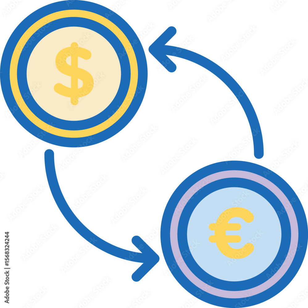 Poster minimalistic flat icon representing currency exchange featuring a simple modern design suitable for 