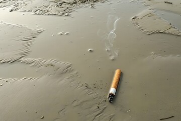 cigarette butt on the sand