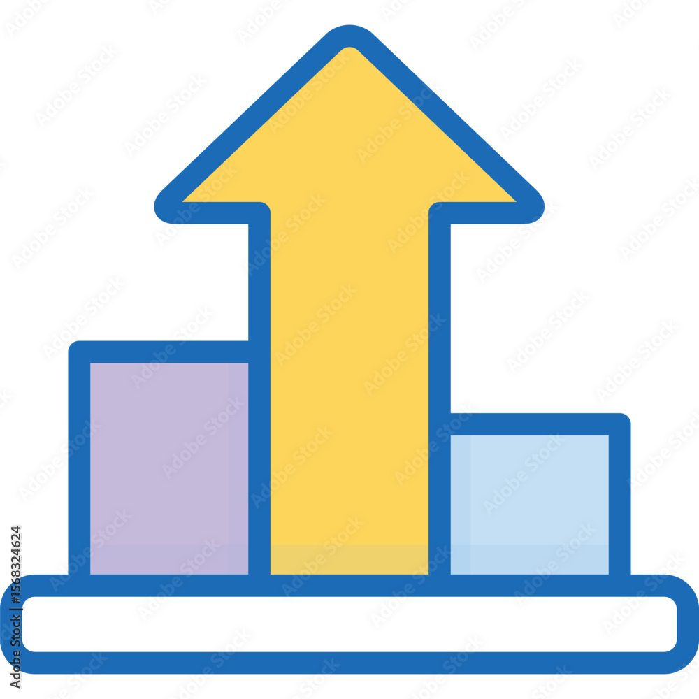 Poster minimalistic flat icon representing growth progress and development suitable for business and financ