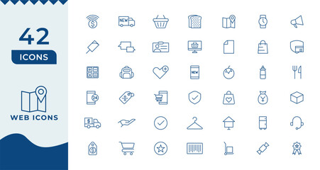 Web & App design icon set. ui ux line icon, user interface iconset collection. Trendy line icons. minimal thin line web icon set.