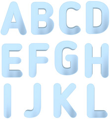 Light Blue 3D Alphabet Letters PNG