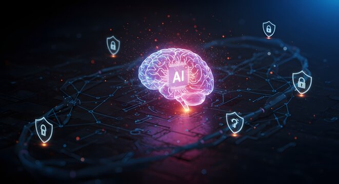AI Brain Neural Network Artificial Intelligence and Security