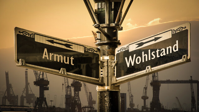 Signposts the direct way to wealth versus poverty