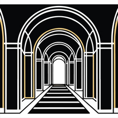 Ancient stone arches create a historic perspective through a sunlit corridor in a European city, blending architecture and travel