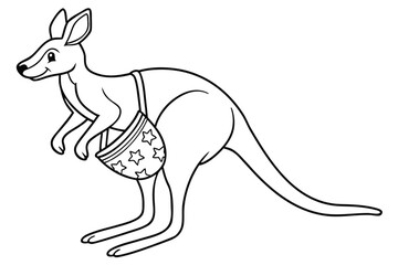 coloring page line art the kangaroo black vector