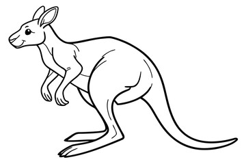 coloring page line art the kangaroo black vector