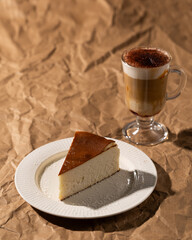 Cheese cake and latte coffee 