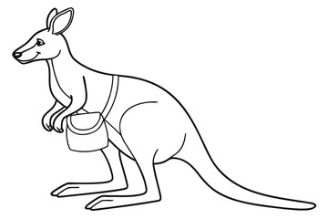 coloring page line art the kangaroo black vector
