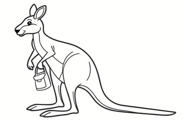 coloring page line art the kangaroo black vector