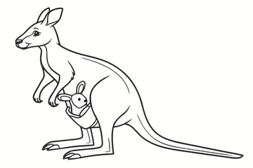 coloring page line art the kangaroo black vector
