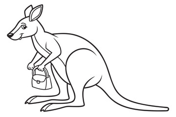 coloring page line art the kangaroo black vector