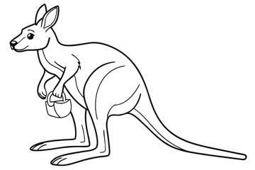 coloring page line art the kangaroo black vector