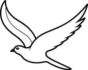 Obraz premium Elegant Line Art Drawing of a Dove in Flight Symbol of Peace and Hope