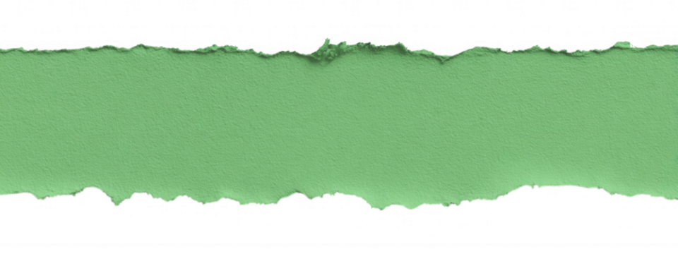 Green Torn Sticky Note Paper Scrapped on Transparent Background