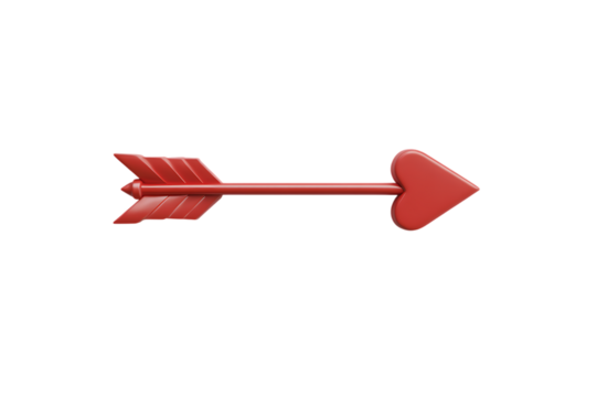 A Charming Red Heart-tipped Arrow, Perfect for Valentine's Day Decor isolated on white background , cutout