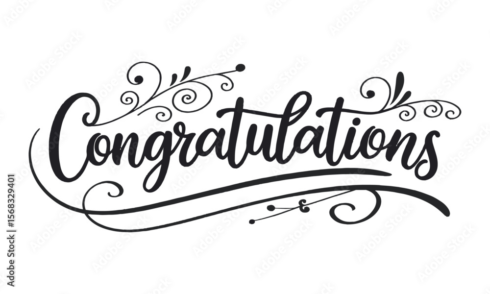 Fototapete A clean and elegant vector illustration of the word Congratulations in a flowing, cursive calligraphy style, easily editable and scalable.