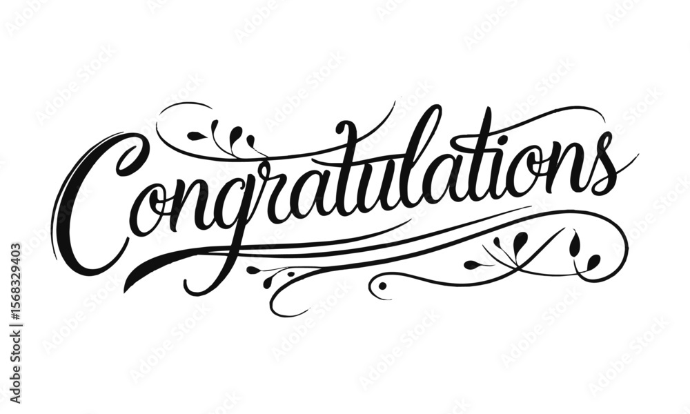 Fototapete A clean and elegant vector illustration of the word Congratulations in a flowing, cursive calligraphy style, easily editable and scalable.