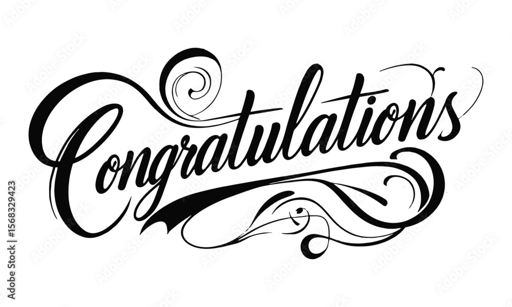 Fototapete A clean and elegant vector illustration of the word Congratulations in a flowing, cursive calligraphy style, easily editable and scalable.