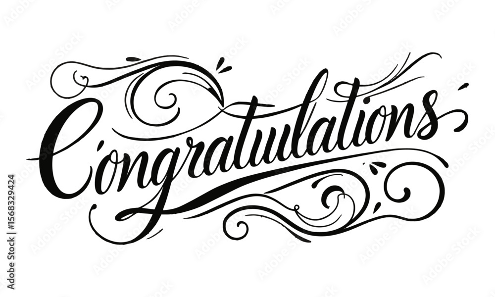 Fototapete A clean and elegant vector illustration of the word Congratulations in a flowing, cursive calligraphy style, easily editable and scalable.