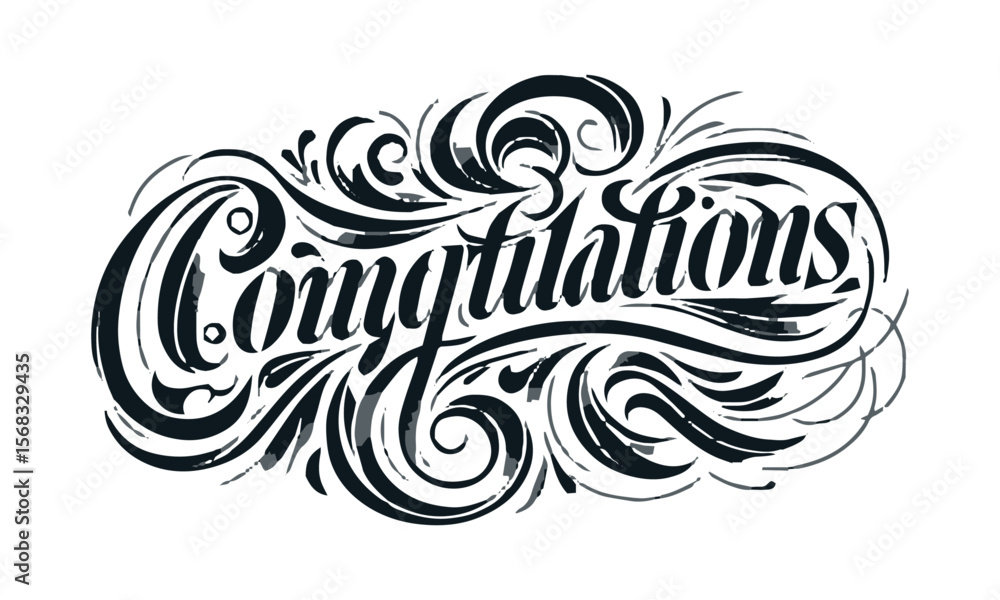 Fototapete a clean and elegant vector illustration of the word congratulations in a flowing, cursive calligraph
