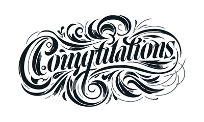 A clean and elegant vector illustration of the word Congratulations in a flowing, cursive calligraphy style, easily editable and scalable.