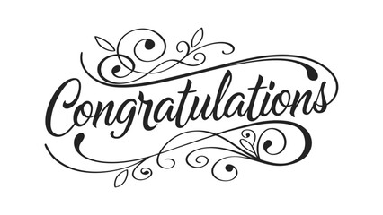 A clean and elegant vector illustration of the word Congratulations in a flowing, cursive calligraphy style, easily editable and scalable.