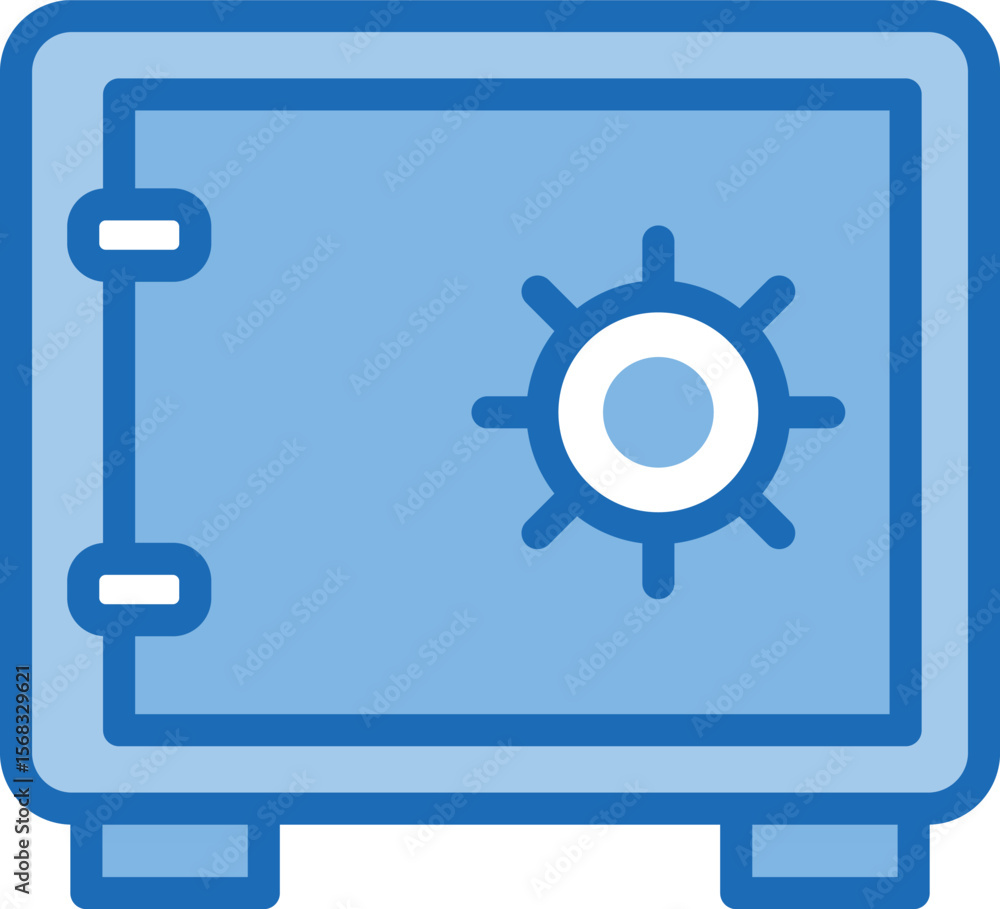 Poster minimalist flat icon design featuring a secure safe box for digital security and data protection