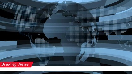 News background, Global earth map rotating digital world breaking news Studio Background. full screen blue world map earth globe animation. international news background - Powered by Adobe