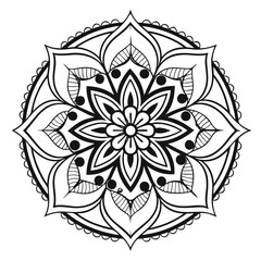 Intricate Black and White Mandala Design Circular Floral Pattern for Coloring Pages and Art Inspiration