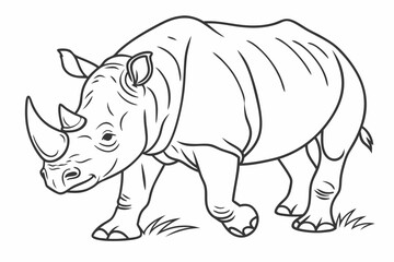 coloring page line art the rhinoceros black vector