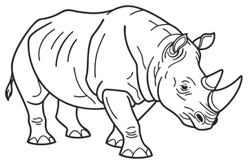 coloring page line art the rhinoceros black vector