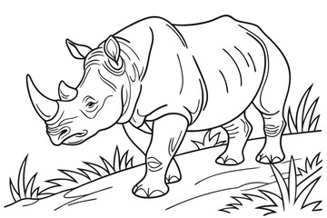 coloring page line art the rhinoceros black vector