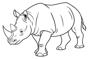 coloring page line art the rhinoceros black vector
