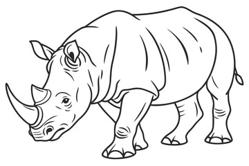 coloring page line art the rhinoceros black vector