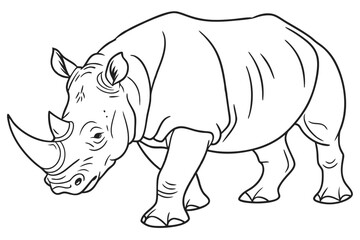 coloring page line art the rhinoceros black vector
