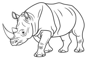 coloring page line art the rhinoceros black vector