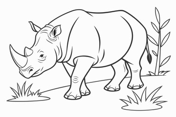 coloring page line art the rhinoceros black vector