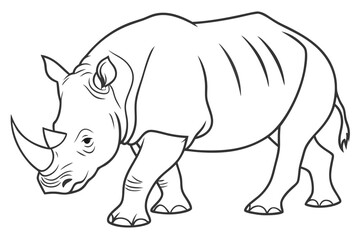 Fototapeta premium coloring page line art the rhinoceros black vector