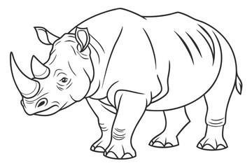 coloring page line art the rhinoceros black vector