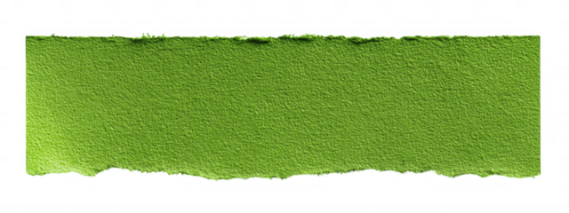 Green Torn Sticky Note Paper Scrapped on Transparent Background