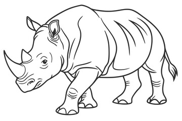 coloring page line art the rhinoceros black vector