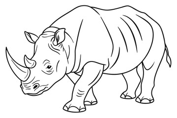 coloring page line art the rhinoceros black vector