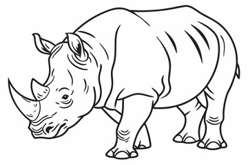 Obraz premium coloring page line art the rhinoceros black vector