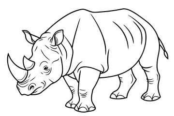 coloring page line art the rhinoceros black vector