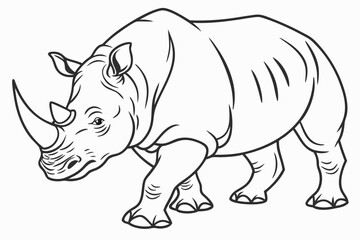 coloring page line art the rhinoceros black vector