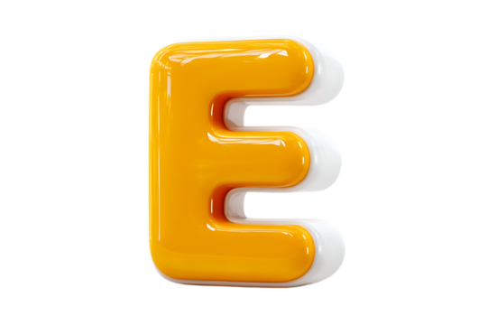 A Vibrant Orange Capital Letter E Magnetic Toy for Kids  isolated on white background , cutout	