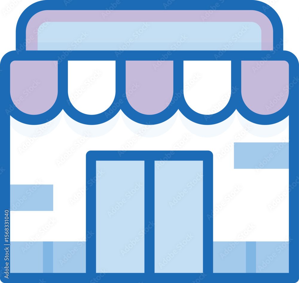 Poster minimalist flat icon representing a store or shop suitable for digital and print applications