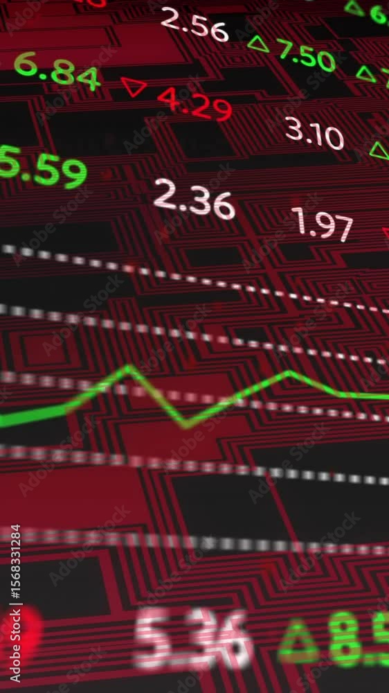 Aufkleber animation of financial data processing over circuit board