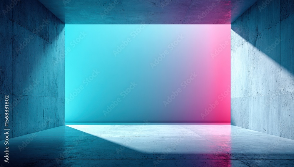 Poster concrete structure with colorful gradient lighting